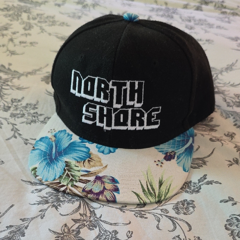 North Shore Black Floral Cap